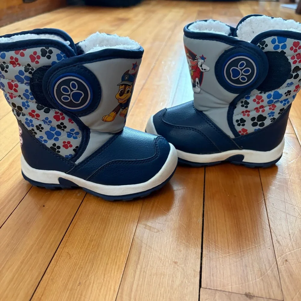 Top Pup Paw Patrol Toddler Boys Navy Grey Marshall Chase Snow Boot Size 6 177445